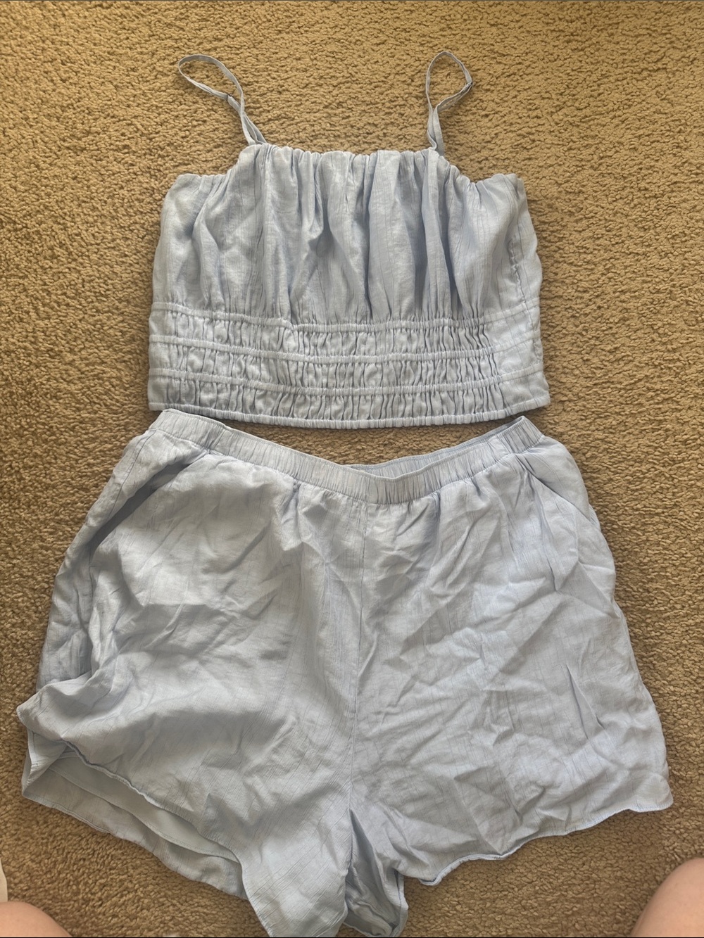 Abercrombie & Fitch Light Blue Cropped Tank Set